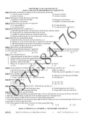 Các chuyên đề bài tập Hóa học Lớp 10 - Chuyên đề 1 Cấu tạo nguyên tử